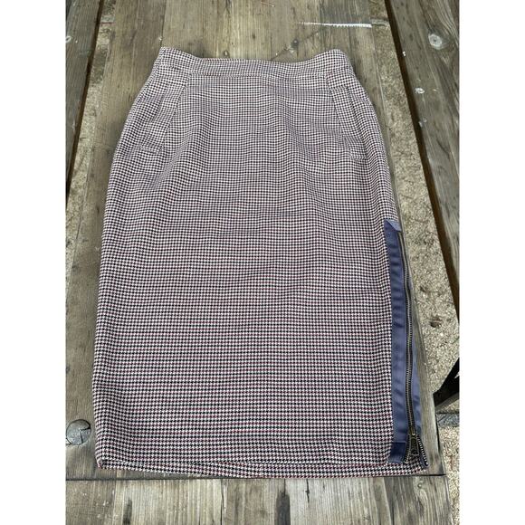 Essentiel Antwerp Houndstooth Rainger Pencil Skirt Side Zip Slit Plaid 36 / 4 - Picture 1 of 9